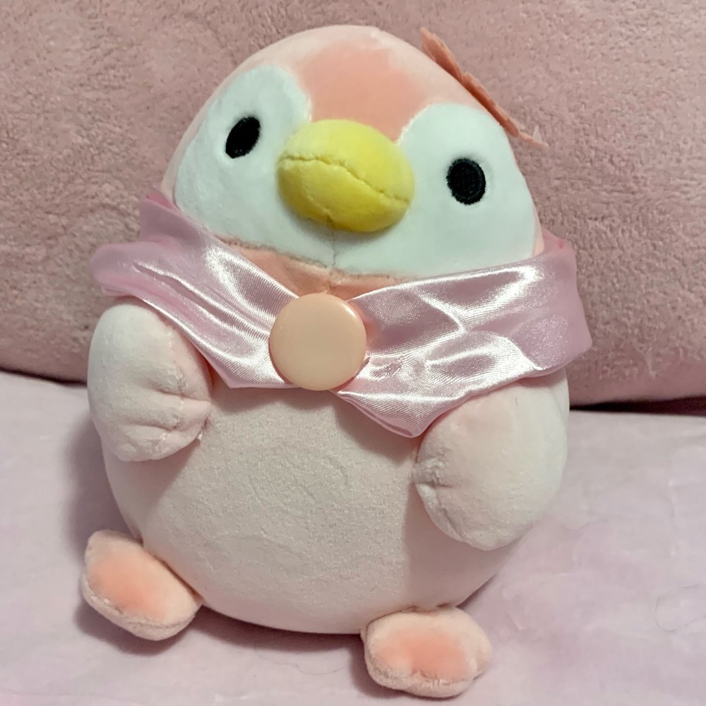 Cute pink Takashoji penguin stuffed animal